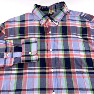 J.Crew Mens Large Summer Plaid Button Down Shirt Multi Color Long Sleeve Cotton